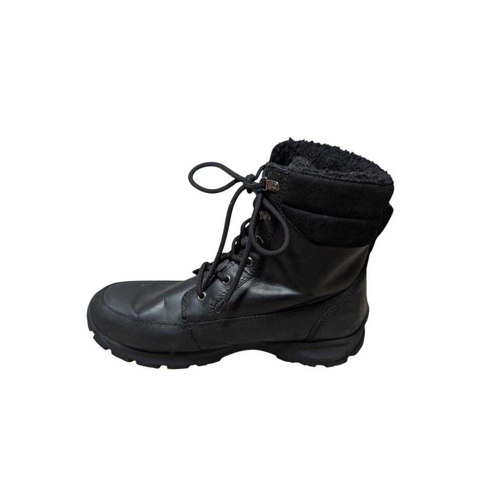 Lands End 520315 Men 11EE Black Leather Insulated Winter Snow Boots Wide Lace Up